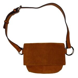 Mango MNG Suede Leather Small Belt Bag Shoulder Bag Whiskey Brown Fanny Pack